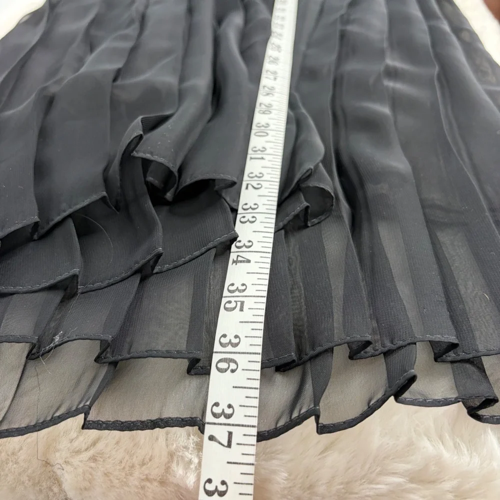 Rescala Black Pleated Flowy Maxi Skirt One‎ Size Elastic Waist Indie Goth Whimsy